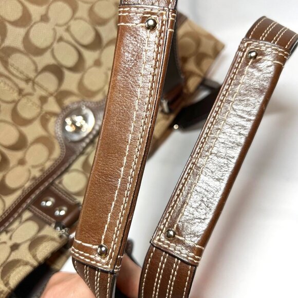 Coach Jacquard/Leather Hampton Collect. Vintage-Turnlock-Brown/Tan Textile Signa - Picture 8 of 16